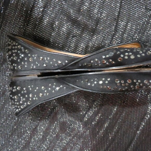 VALENTINO GARAVANI Black Rhinestone Embellished Ballet Flats driving loafers - Picture 9 of 14